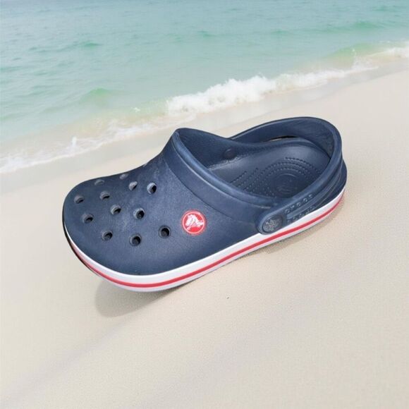 Little Kids Crocs Crocband Slip On Navy Mule Clogs Size Junior 2 J2 - Picture 1 of 6